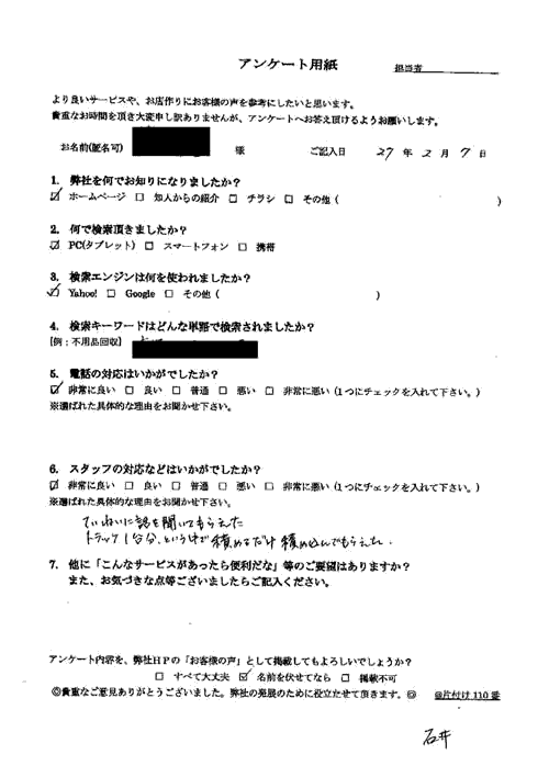 磐田市在住 匿名希望さま(女性)